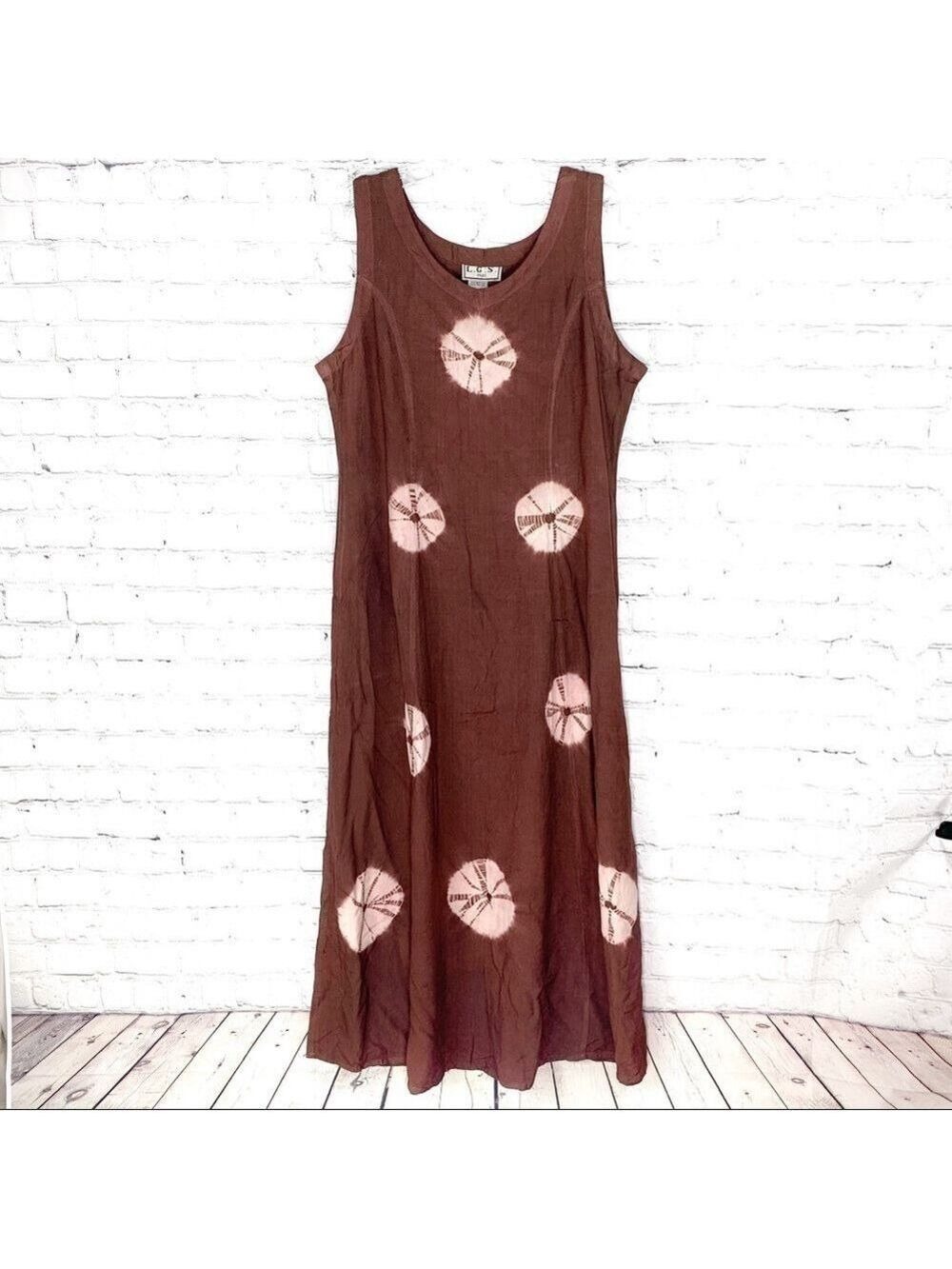 NEW-VINTAGE L.G.S. Plus Tie dye BackTie Sleeveless Flared RelaxedFit Maxi Dress